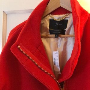NWT JCrew Stadium Cloth Cocoon Coat red size 10